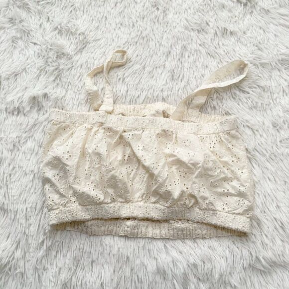 Women Madewell Eyelet Crop Tank Crop Top in Light House Size Medium - Picture 6 of 8